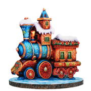 Winter Express Train Limited Edition Wooden Figurine by G. Debrekht - Centerpiece Christmas Decor - 89323