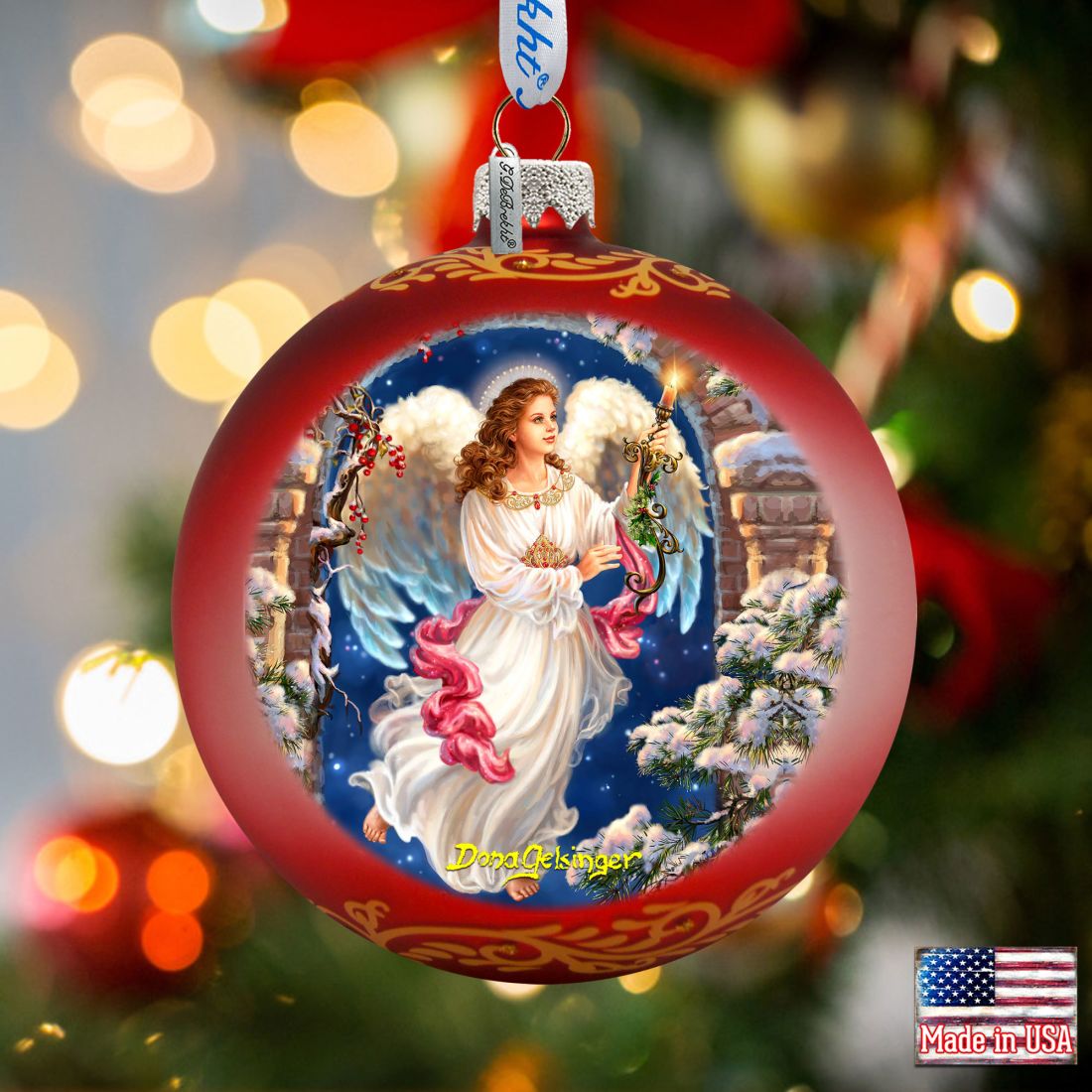 Angel in the Arch Glass Ornament