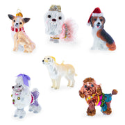 Santa Pup in Elf Costume Glass Christmas Ornament
