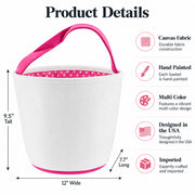 Set of 2 Easter Bunny Tote Bags – Soft Fabric Egg Hunt Baskets Carry Pouches for Kids 9.5 Inches Tall