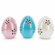 Set of 3 Pearlized Ceramic Easter Egg Lanterns