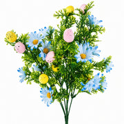 Easter Egg & Floral Bouquet – Artificial Spring Flowers with Decorative Speckled Eggs 13.5 Inches Tall