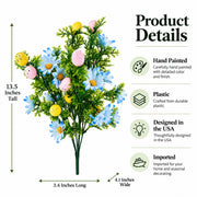 Easter Egg & Floral Bouquet – Artificial Spring Flowers with Decorative Speckled Eggs 13.5 Inches Tall