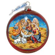 Regal Nativity Lg Glass Ornament in Red by G.Debrekht - Christmas Decor - 73928R