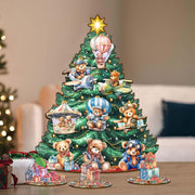 Teddy Bear Christmas Tree Eco Wood Set