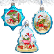 Christmas at the Beach Mercury Glass Ornaments Set of 3