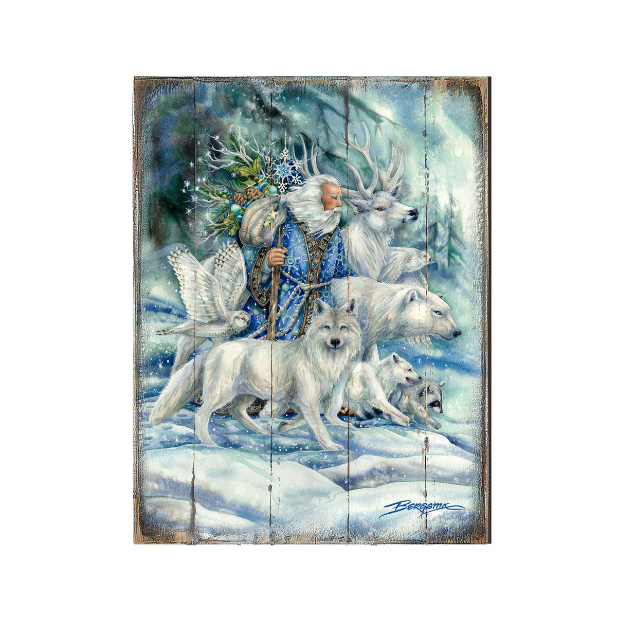 Cool Winds Father Winter Animals Wooden Wall Art Christmas Decoration