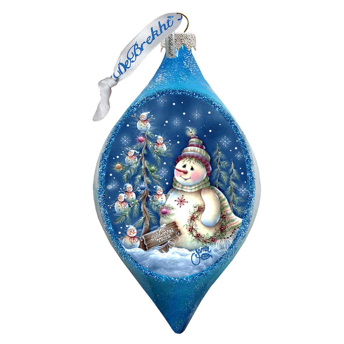 Old Fashion Christmas Drop Glass Ornament by Jamie Mills-Price - Christmas Santa Snowman Decor - 757-301-MP