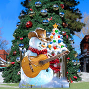 Guitar Rocker Snowman Christmas Outdoor Scene