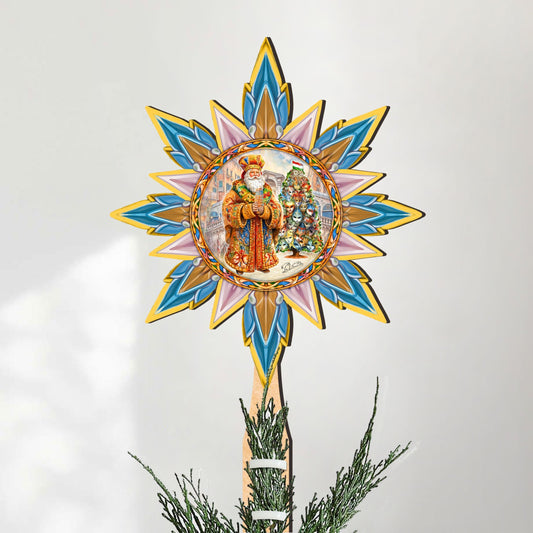 Italian-inspired Santa Tree Topper Wooden Decor