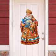 Santa with Fish Holiday Door Decor by G. Debrekht - Christmas Santa Snowman Decor - 8691411H