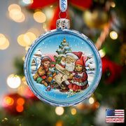 Christmas Glass Ornament Set of 3 by G. DeBrekht - Christmas Santa Snowman Decor - 73742-S3