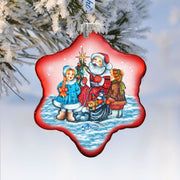 Village Celebration Snowflake Glass Ornament