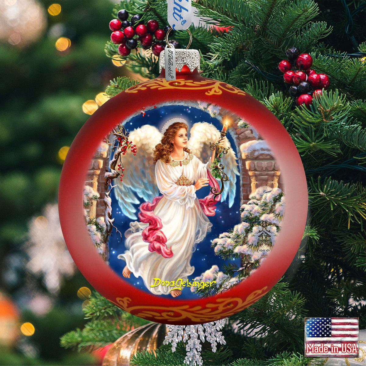 Angel in the Arch Glass Ornament