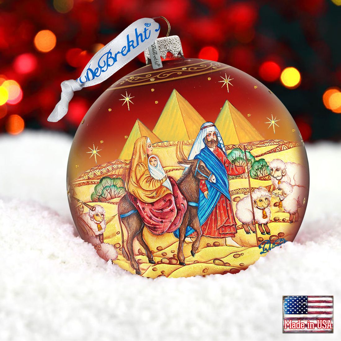 Journey to Bethlehem Glass Ornament Limited Edition by G. DeBrekht - Nativity Holiday Decor - 73878