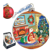Christmas Eve Ball Glass Ornament Limited Edition by G. DeBrekht - Christmas Santa Snowman Decor - 73846
