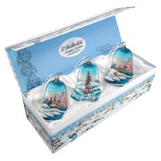Winter Bells Glass Ornament Set of 3