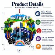 Los Angeles Hollywood Skyline Palm Trees Resin Christmas Ornament