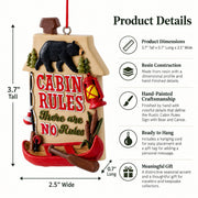 Cabin Rules There Are No Rules Black Bear Canoe Resin Christmas Ornament