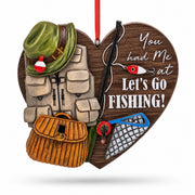 Fishing Vest And Hat Let's Go Fishing Resin Christmas Ornament