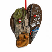 Fishing Vest And Hat Let's Go Fishing Resin Christmas Ornament