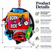 Cycling Born To Ride Bicycle Gear Resin Christmas Ornament