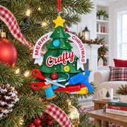Crafty DIY Tree Scissors Glue Gun Resin Christmas Ornament