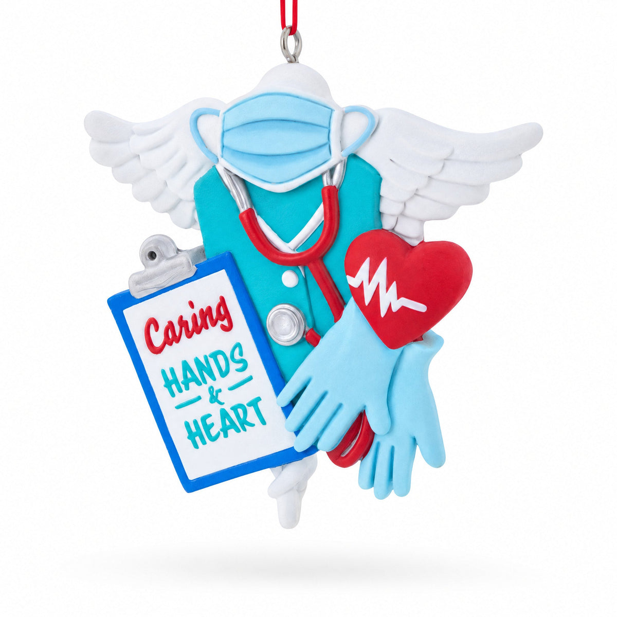 Healthcare Professional Caring Hands And Heart Resin Christmas Ornament