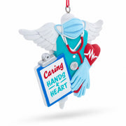 Healthcare Professional Caring Hands And Heart Resin Christmas Ornament