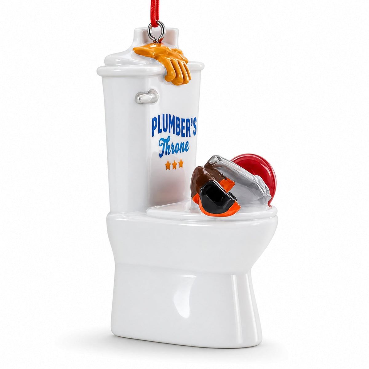 Plumber’s Throne Toilet and Tools Funny Resin Christmas Ornament