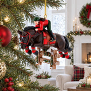 Equestrian Show Jumping Horse And Rider Resin Christmas Ornament