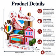 Golden Gate Bridge Cable Car San Francisco Resin Christmas Ornament
