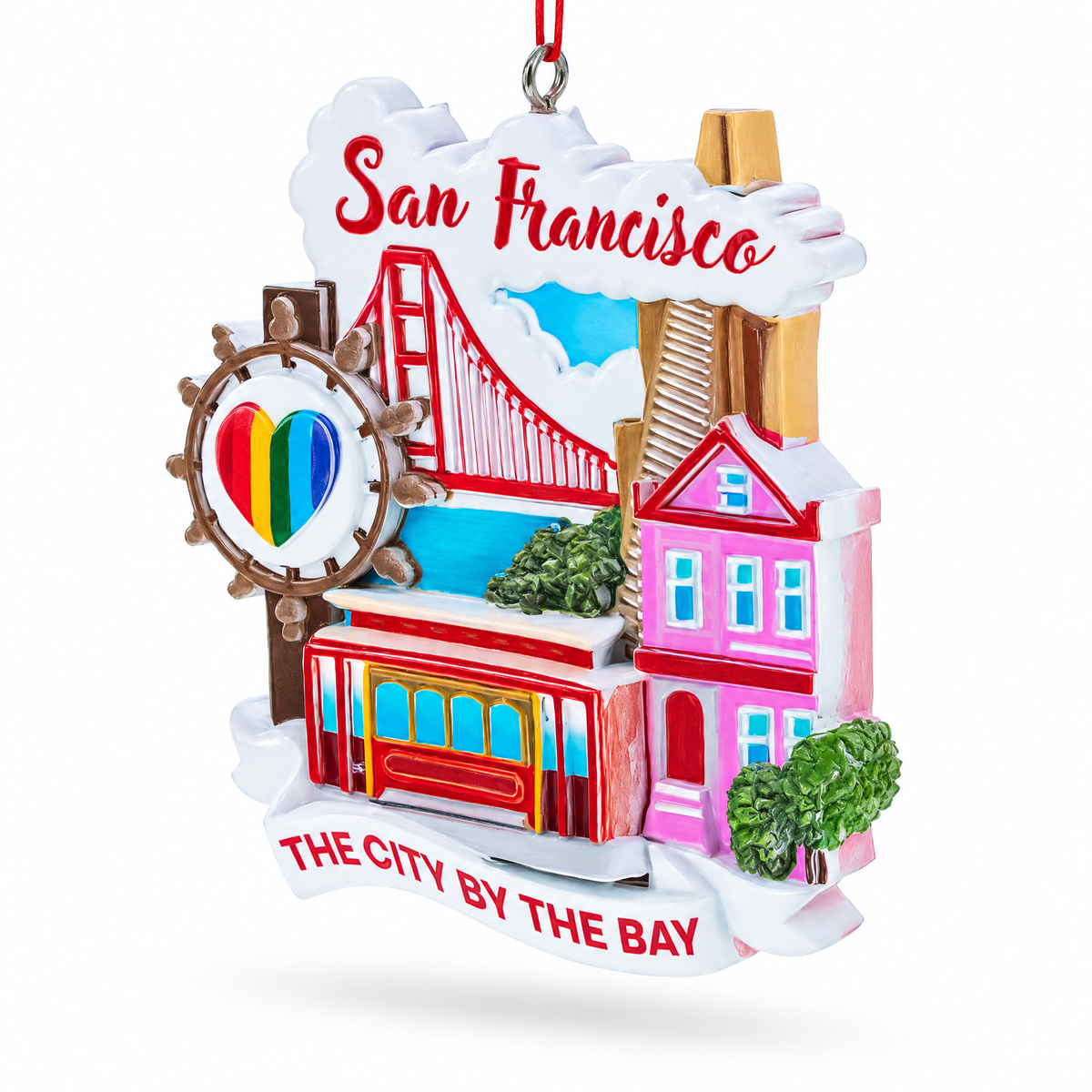 Golden Gate Bridge Cable Car San Francisco Resin Christmas Ornament