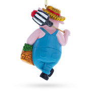 Born to Farm Pig Farmer with Vegetable Basket Resin Christmas Ornament