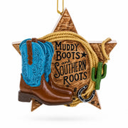 Western Muddy Boots And Southern Roots Star Resin Christmas Ornament