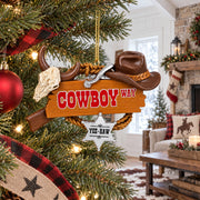 Western Cowboy Way Sign Sheriff Badge Skull Hat Resin Christmas Ornament