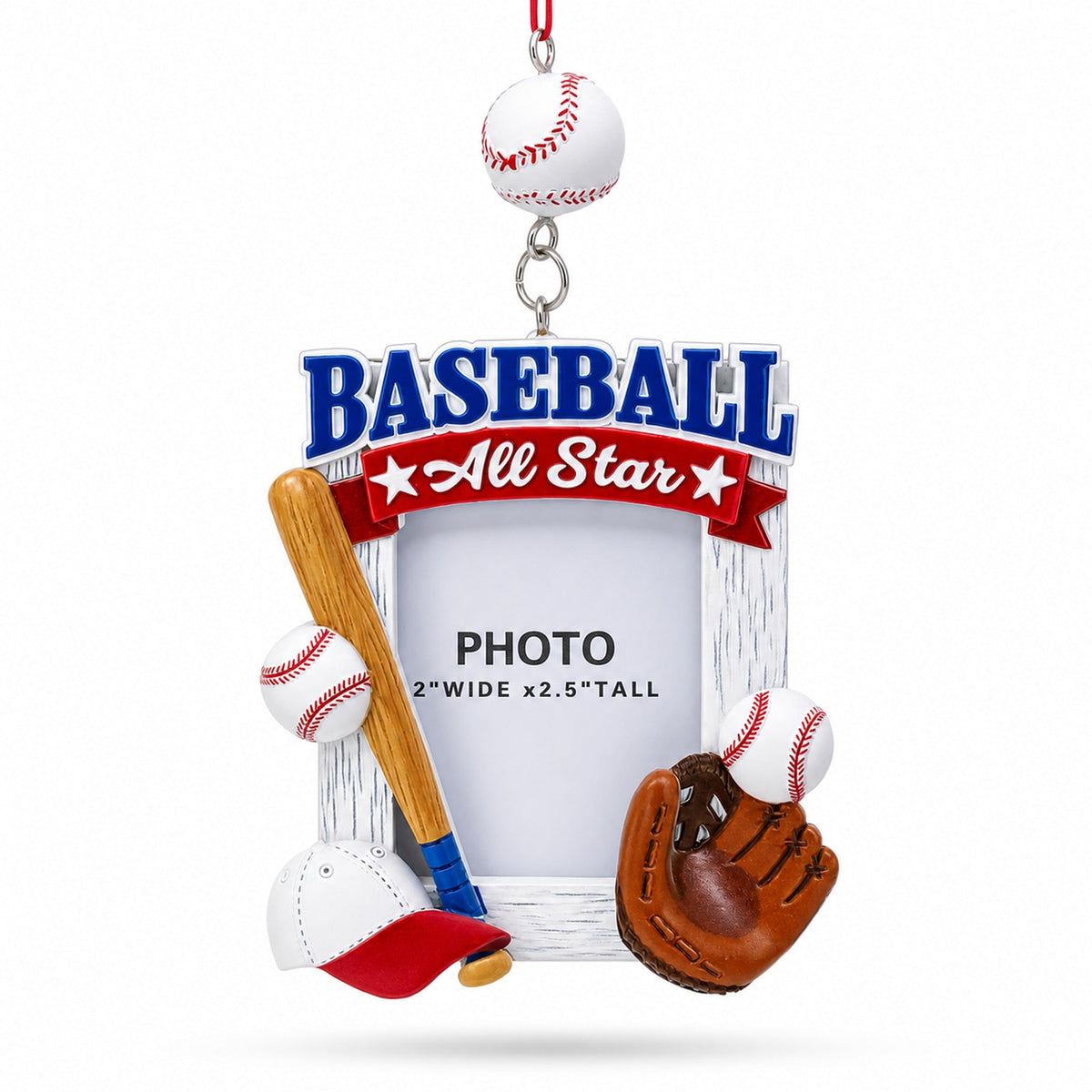 Baseball All Star Picture Frame Resin Christmas Ornament