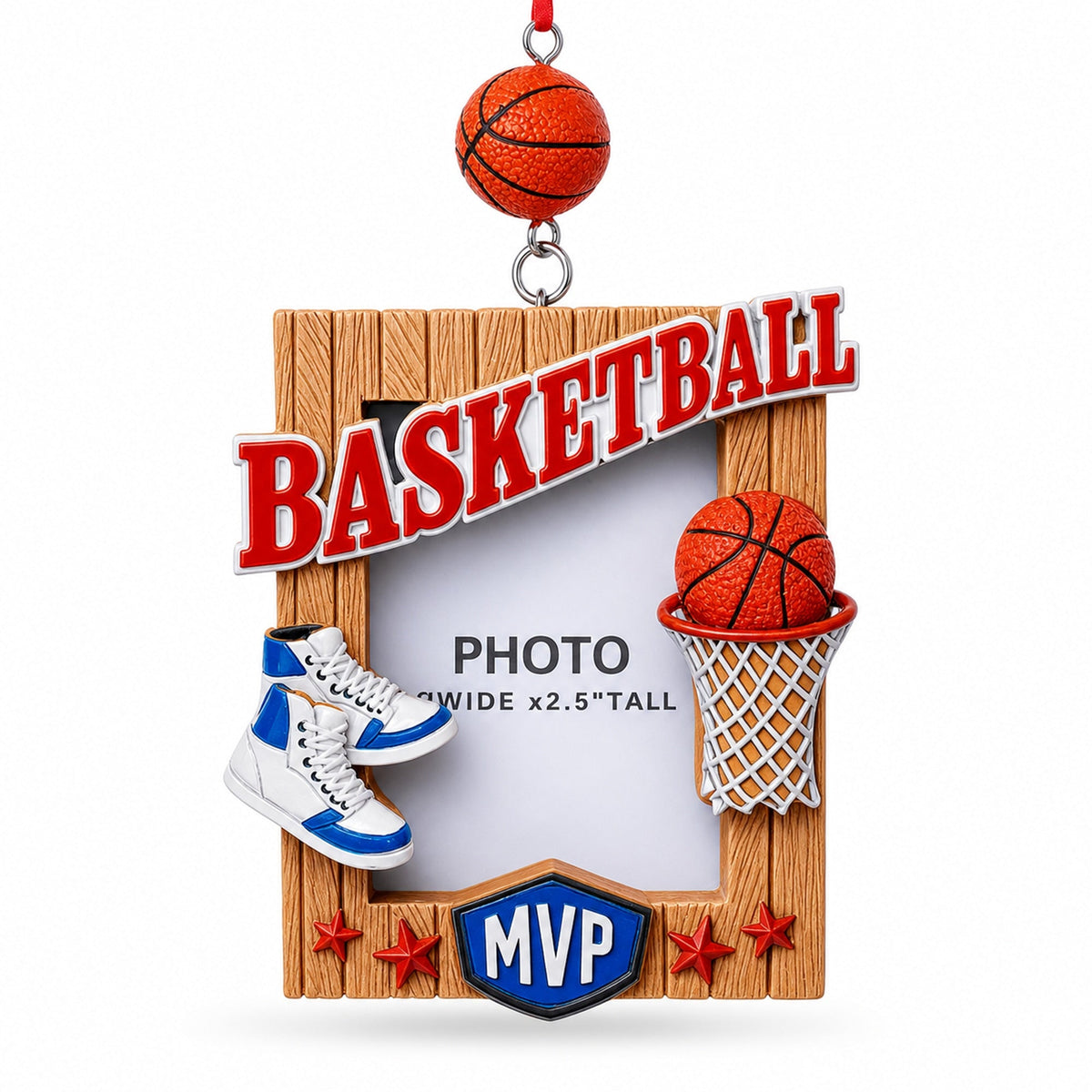Basketball MVP Hoop Picture Frame Resin Christmas Ornament