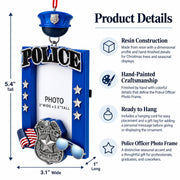 Police Officer Badge and Hat Picture Frame Resin Christmas Ornament
