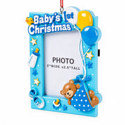 Blue Baby's 1st Christmas Picture Frame Resin Christmas Ornament