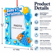 Blue Baby's 1st Christmas Picture Frame Resin Christmas Ornament