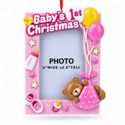 Pink Baby's 1st Christmas Picture Frame Resin Christmas Ornament