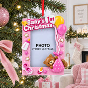 Pink Baby's 1st Christmas Picture Frame Resin Christmas Ornament