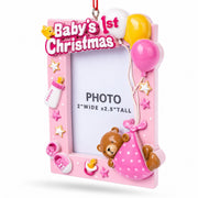 Pink Baby's 1st Christmas Picture Frame Resin Christmas Ornament