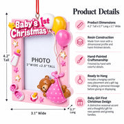 Pink Baby's 1st Christmas Picture Frame Resin Christmas Ornament
