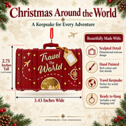 Travel The World Red Vintage Suitcase Luggage Resin Christmas Ornament