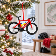 Red Racing Bicycle Endless Miles Resin Christmas Ornament