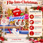 Born A Gymnast Rings and Trophy Resin Christmas Ornament