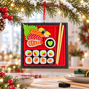 Japanese Sushi Bento Box With Chopsticks Resin Christmas Ornament