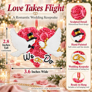 We Do Wedding Doves Bride and Groom Rose Heart Resin Christmas Ornament